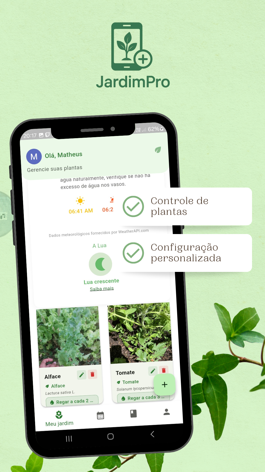 Tela do app JardimPro para identificação de plantas